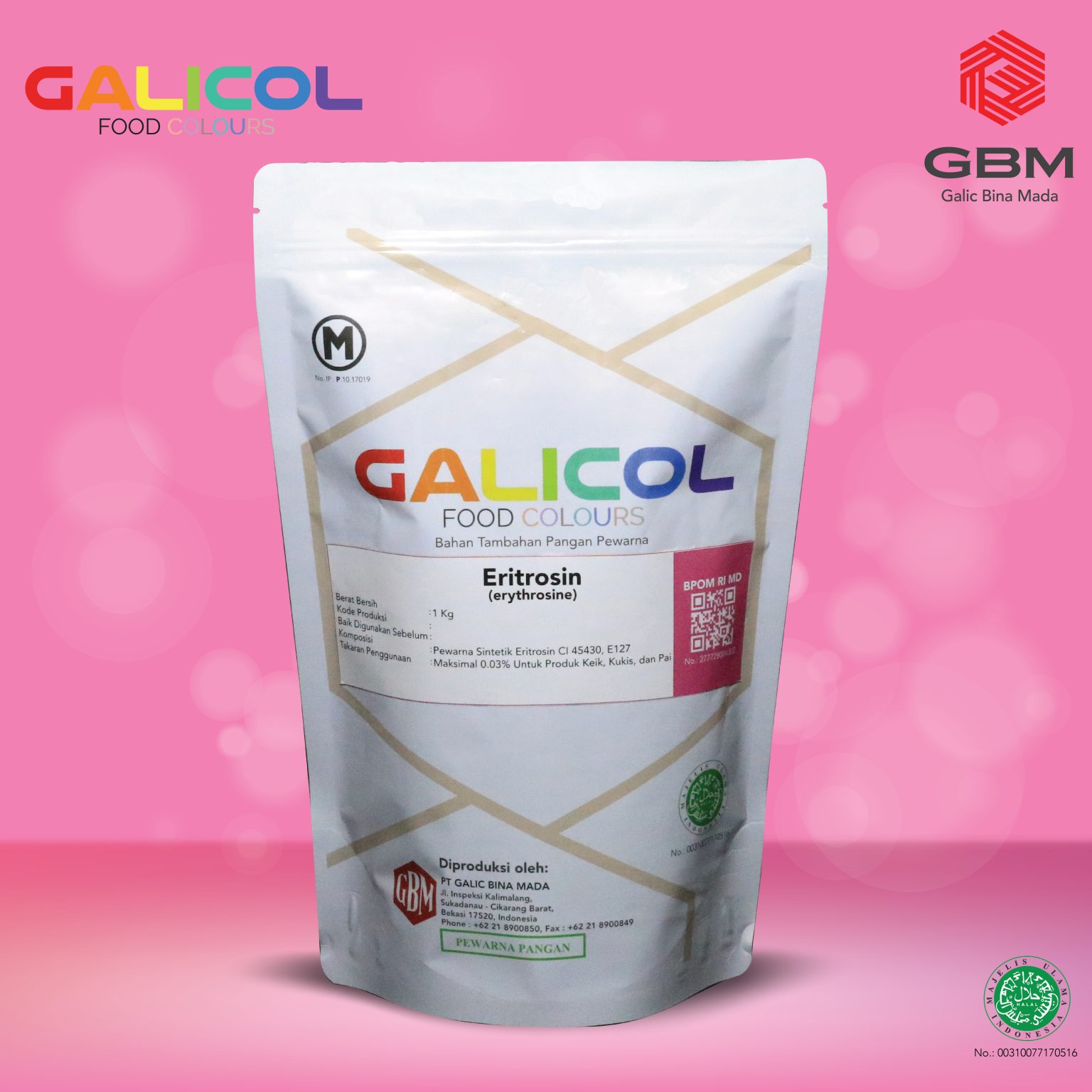 Food Color Erytrosine Brand Galicol CI 45430 – Packaging 1Kg – PT Galic ...