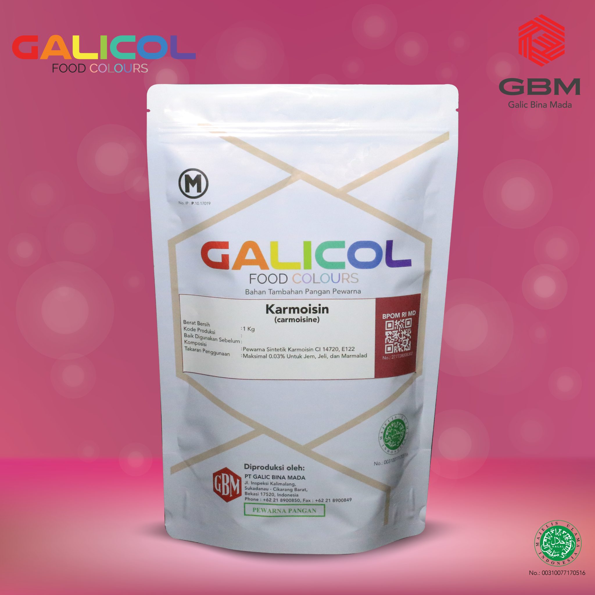 Food Color Carmoisine Merk Galicol CI 14720 – Packaging 1Kg - PT Galic ...